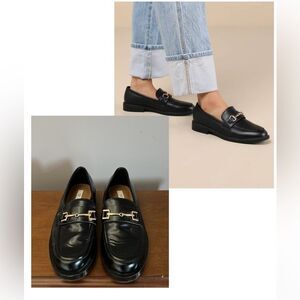 H&M Black Leather loafer with gold accents